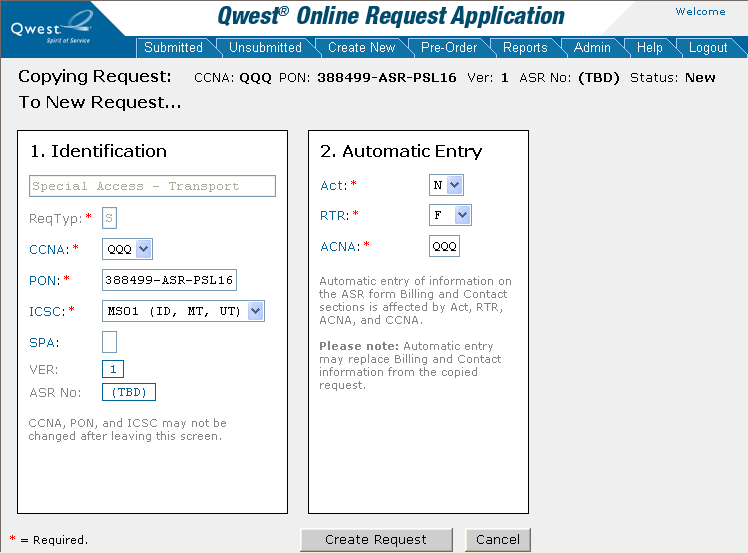 Copying Request