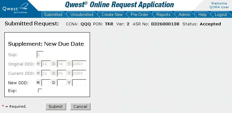 Submitted Request